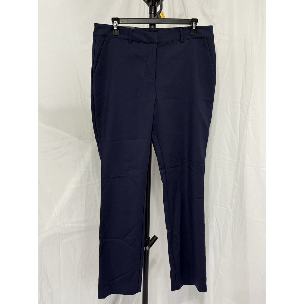 NWT Madison Dress Pants Womens 10 Navy Straight Leg Trouser Flat Front Business